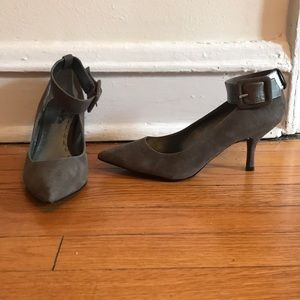 Taupe suede heels